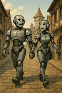 20250821_1317_Robot nella Città Medioevale_simple_compose_01k365ez66est8v612bks05d8a